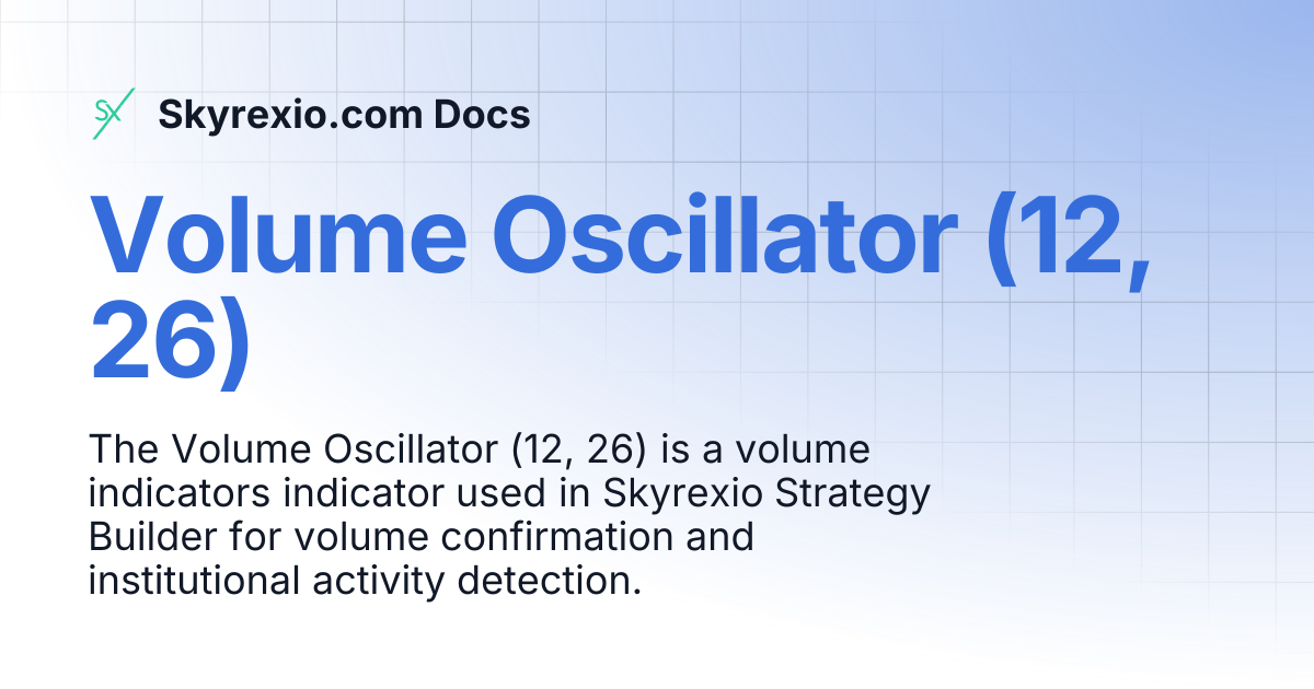 Volume Oscillator (12, 26) | Skyrexio.com Docs